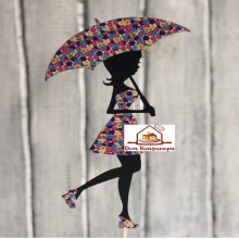 Топпер пластиковый "Девочка - цветы с зонтиком"